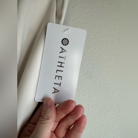 NWT Athleta Venice High Rise Track Stripe Wide Leg Pant Off White Blue Med Tall - Picture 5 of 8